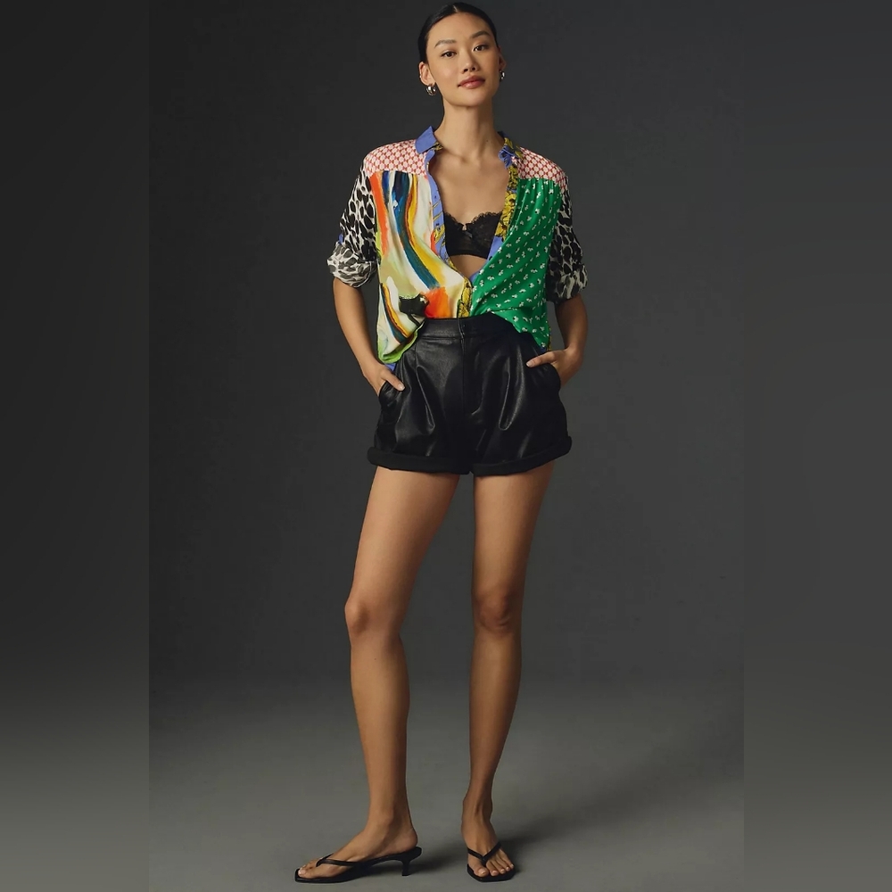 Maeve Paz Contrast Print Button Down Shirt - Picture 2 of 5